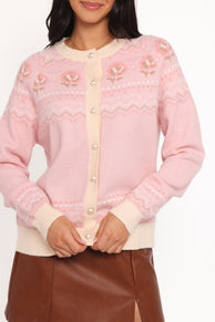 Petal and Pup USA KNITWEAR Poppi Fairisle Cardigan - Pink