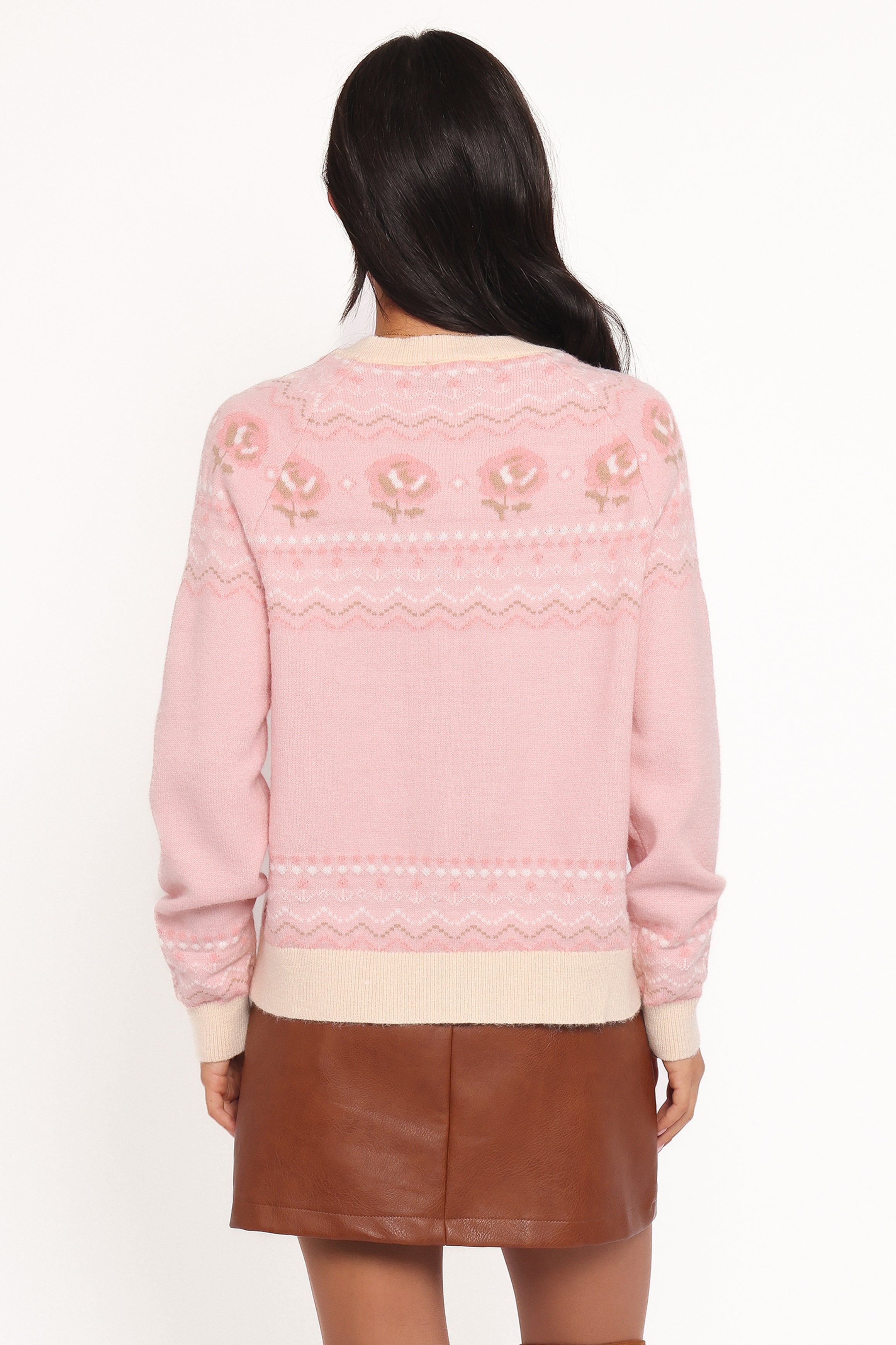 Petal and Pup USA KNITWEAR Poppi Fairisle Cardigan - Pink