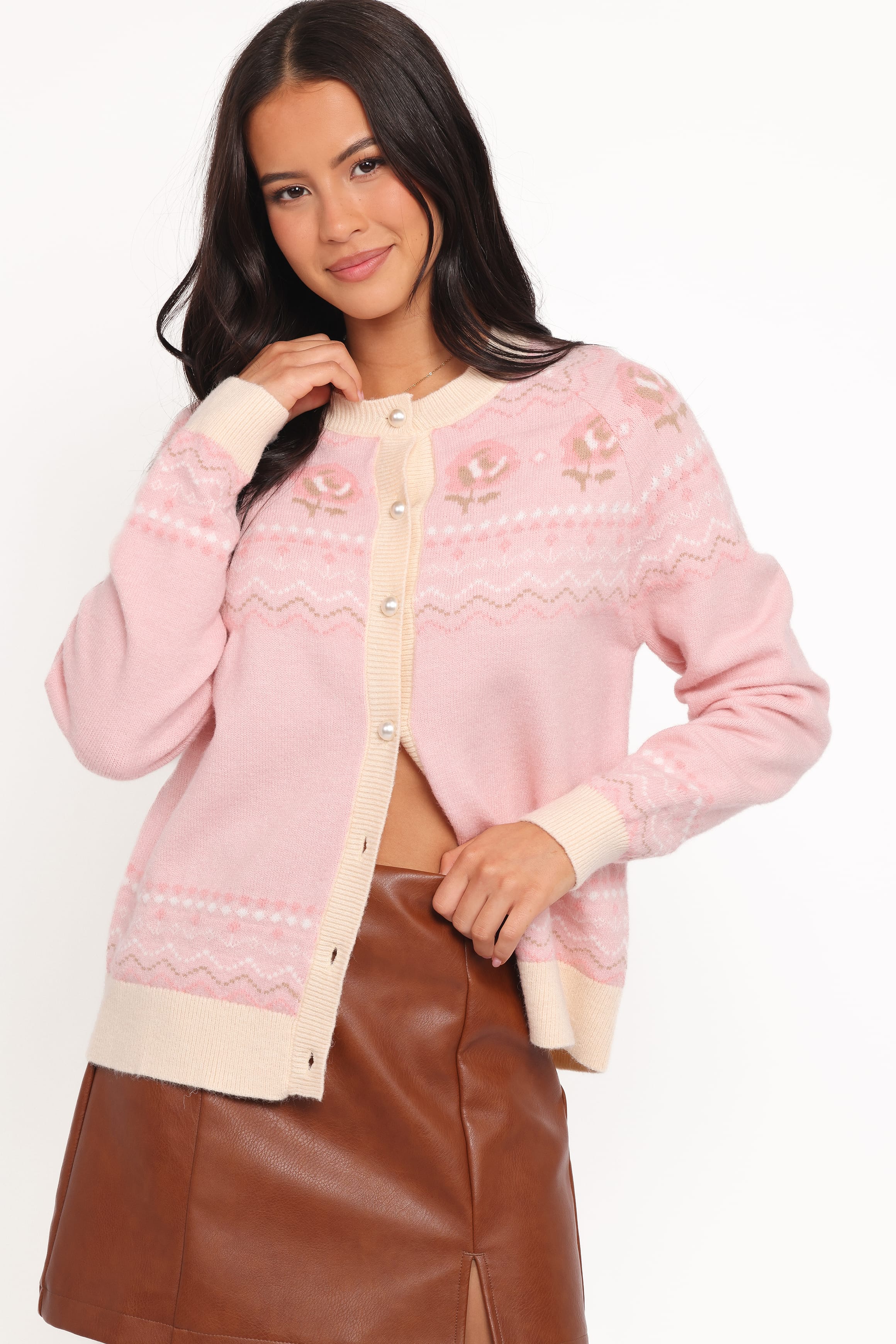 Payton Scallop Cardigan - Pink Red | Petal & Pup USA