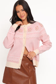 Petal and Pup USA KNITWEAR Poppi Fairisle Cardigan - Pink