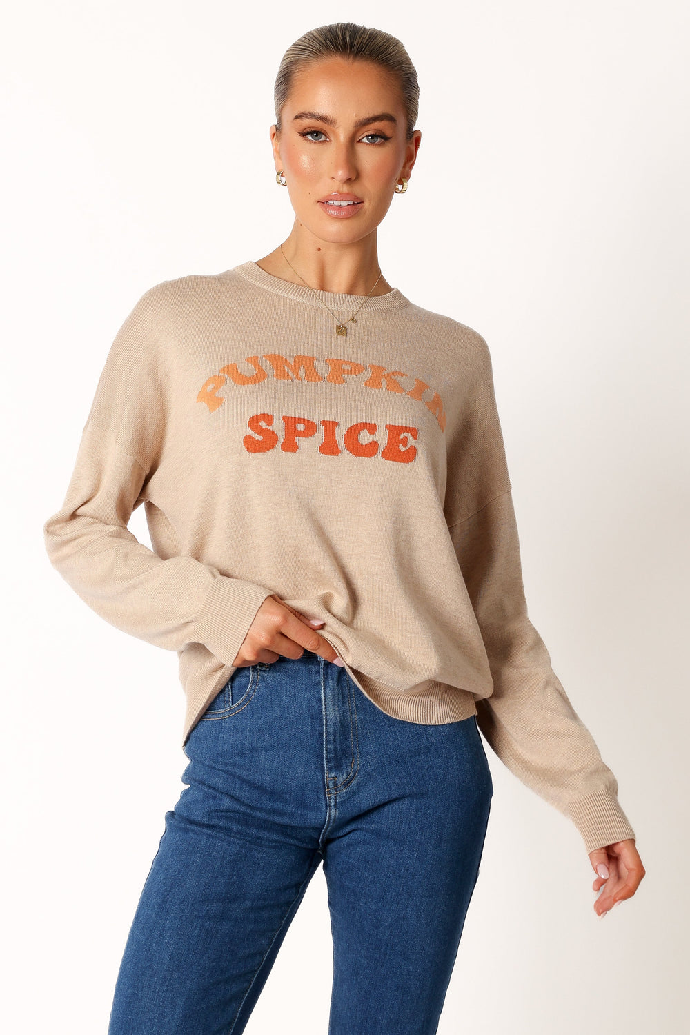 Petal and Pup USA KNITWEAR Pumpkin Spice Knit Sweater - Oatmeal