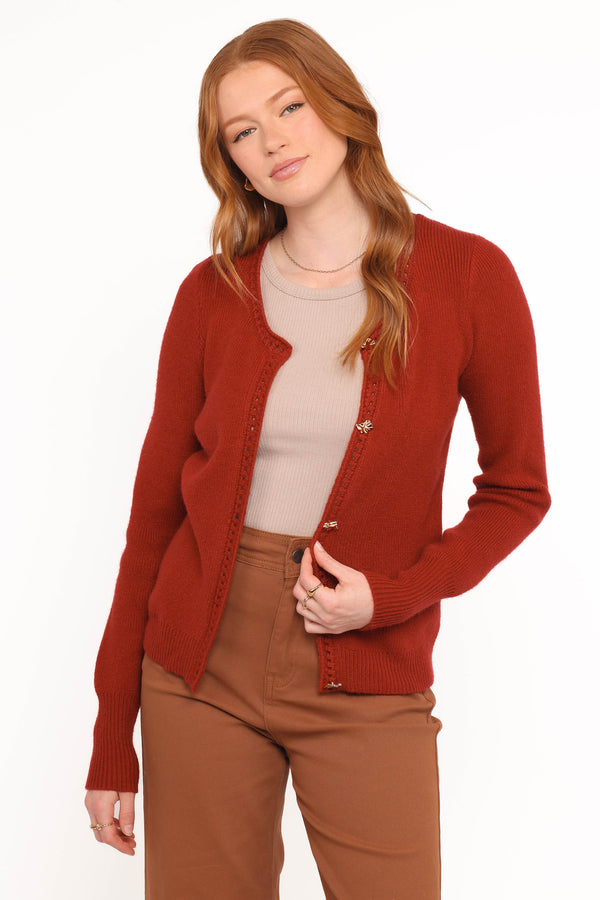 Petal and Pup USA KNITWEAR Quay Button Front Cardigan - Red