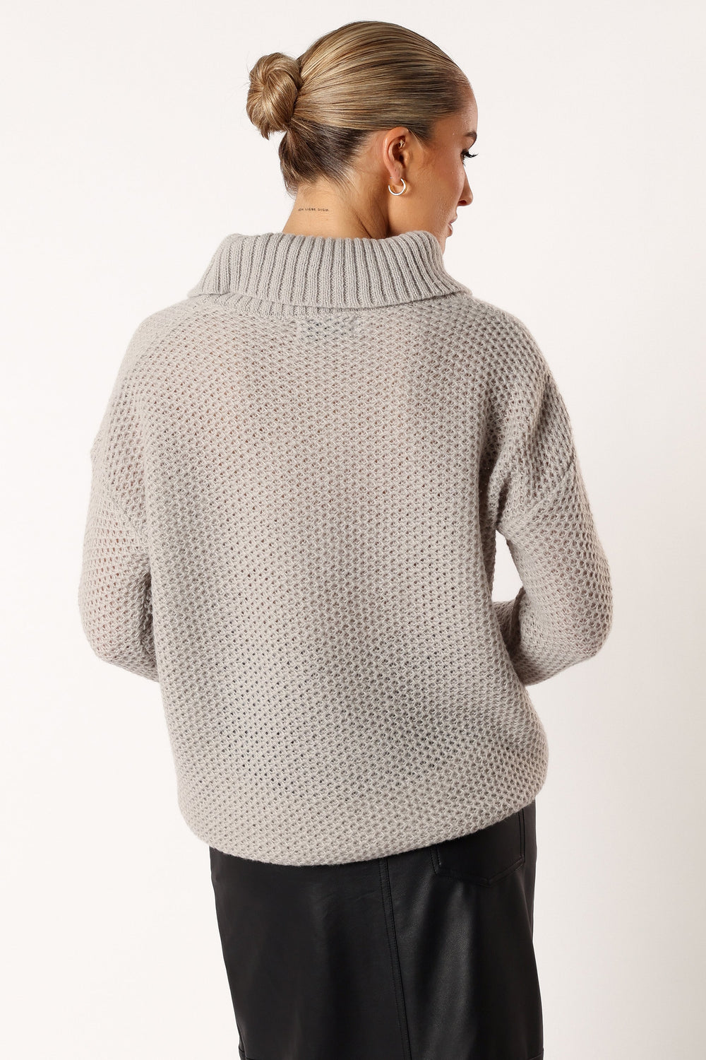 Petal and Pup USA KNITWEAR Rayne Turtleneck Knit Sweater - Light Grey