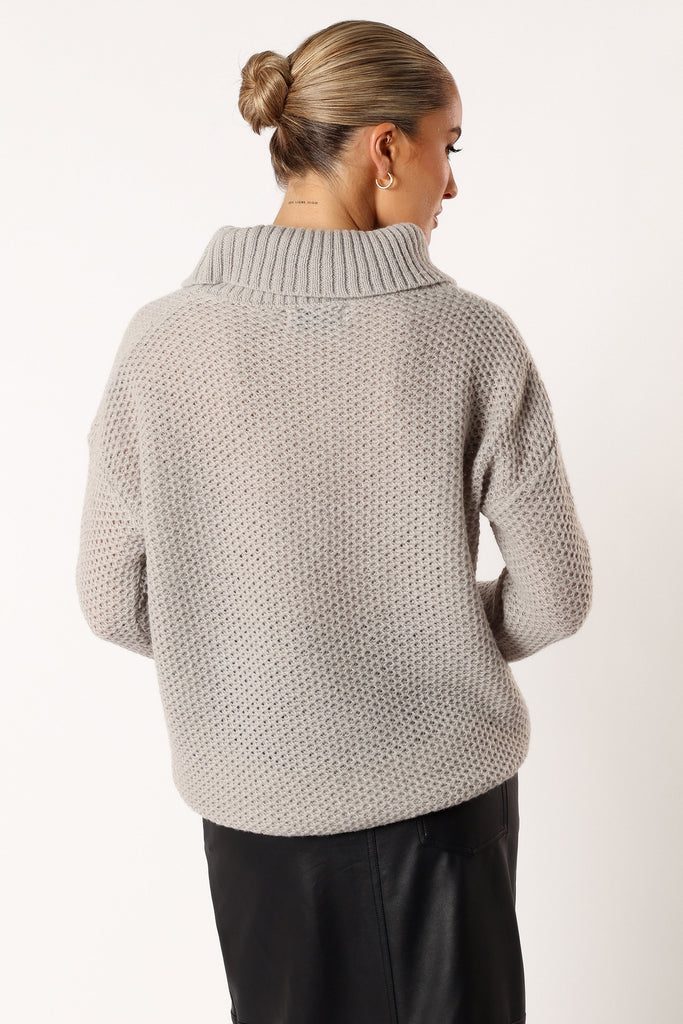 Rayne Turtleneck Knit Sweater - Light Grey - Petal & Pup USA