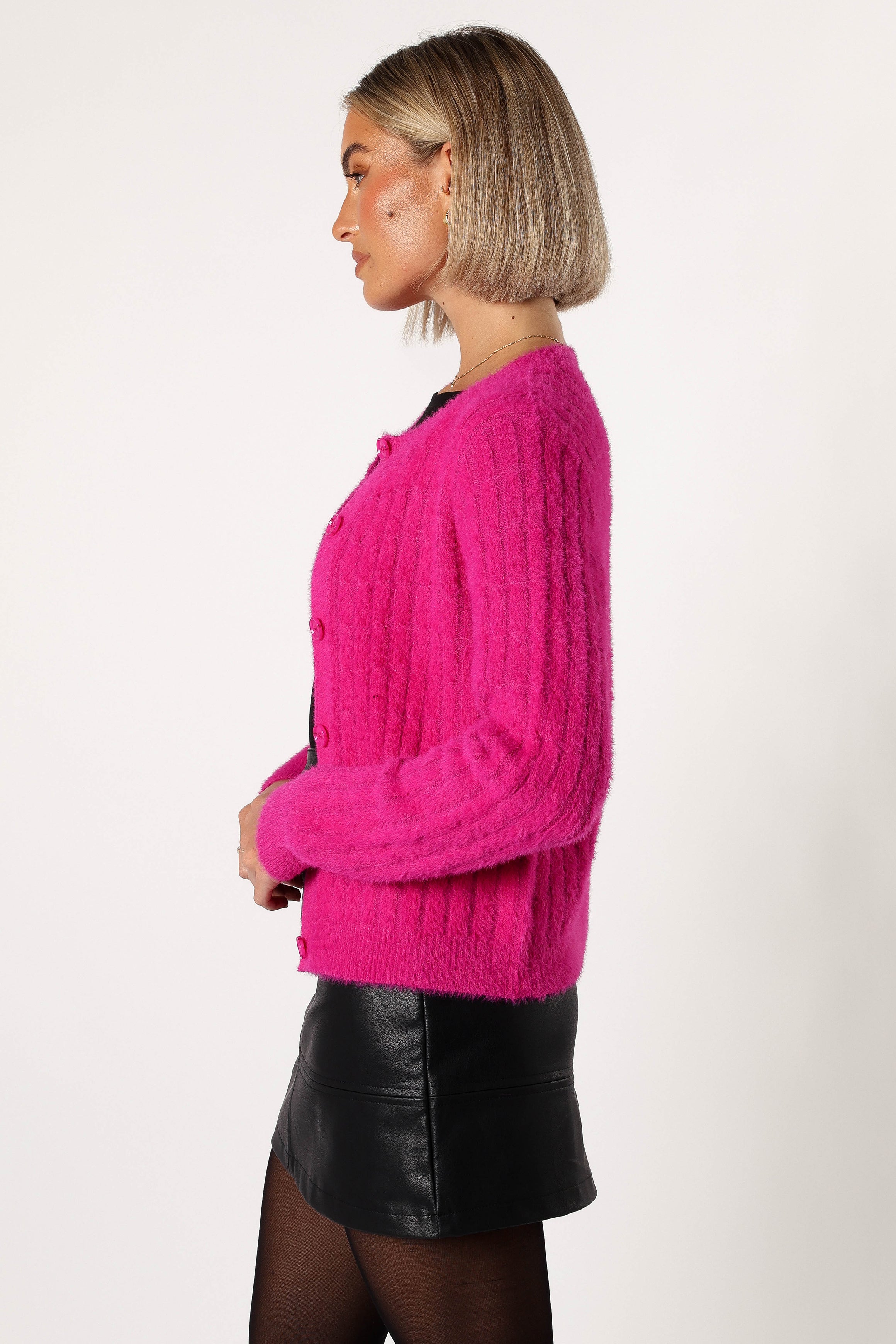 Petal and Pup USA KNITWEAR Ryann Button Front Cardigan - Magenta