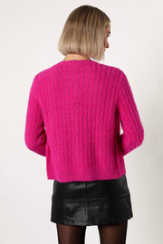Petal and Pup USA KNITWEAR Ryann Button Front Cardigan - Magenta