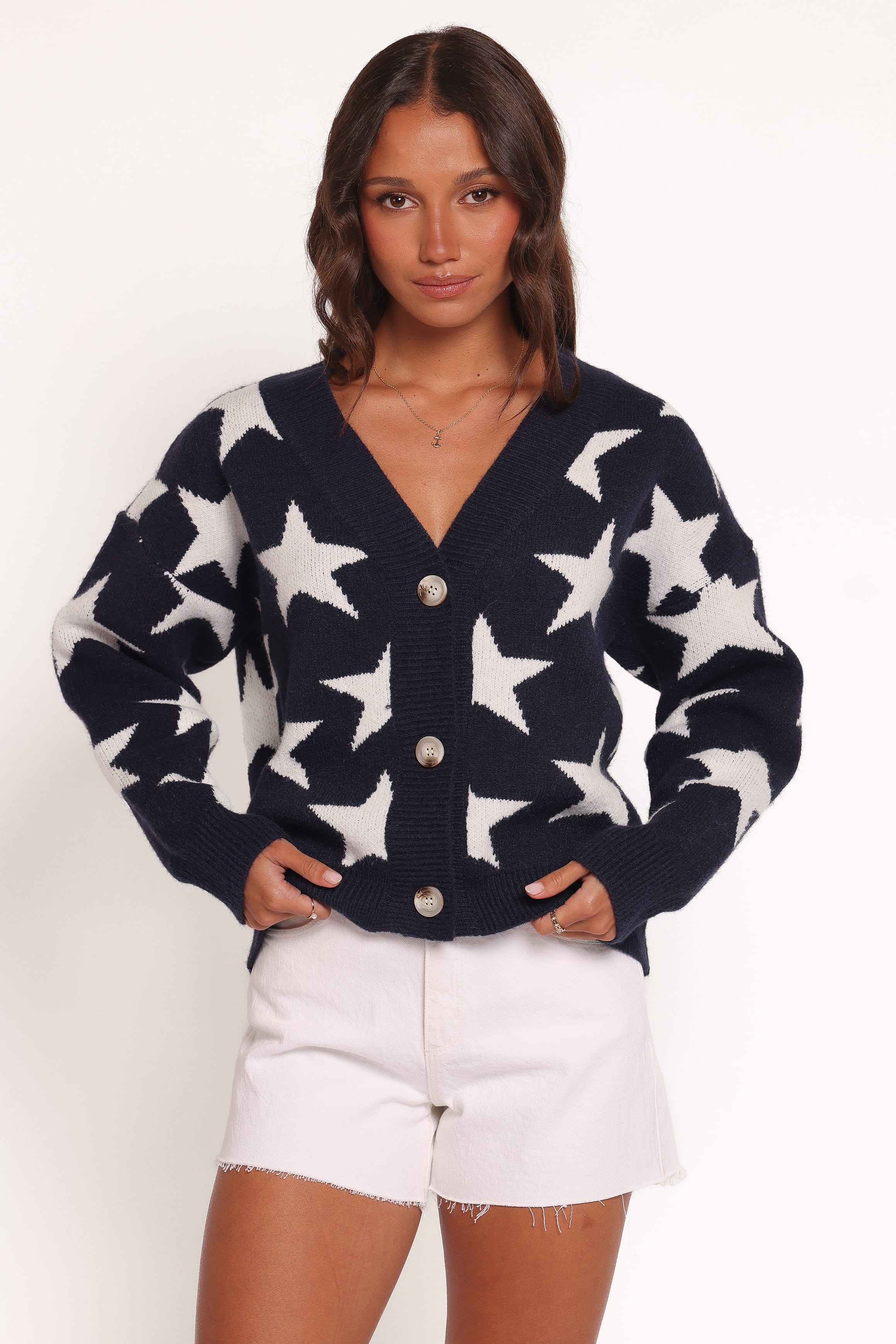 Petal and Pup USA KNITWEAR Sailor Star Knit Cardigan - Navy (Hold for Amazon)