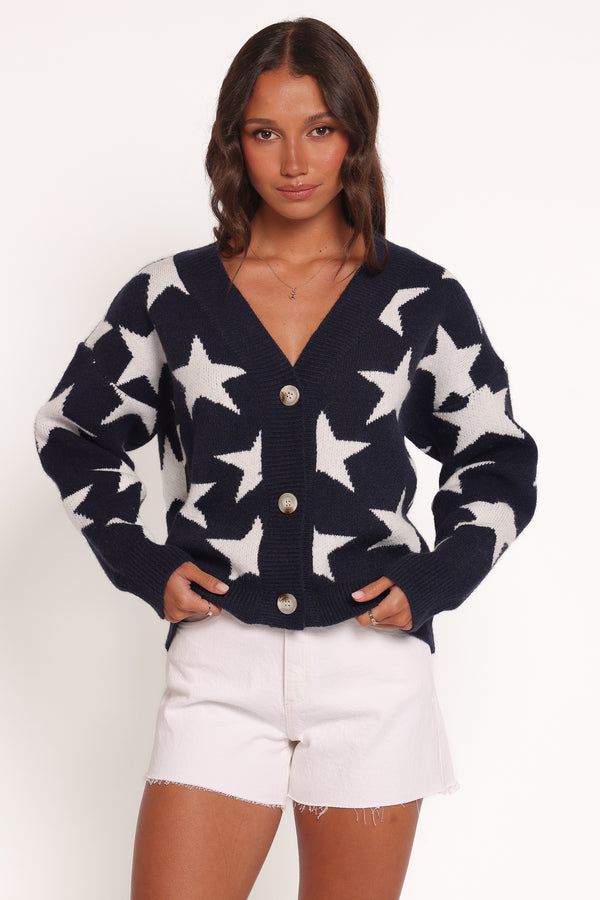 Petal and Pup USA KNITWEAR Sailor Star Knit Cardigan - Navy (Hold for Amazon)