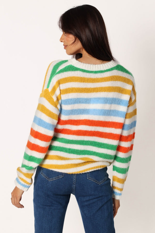 Petal and Pup USA KNITWEAR Sasha Multi Stripe Crewneck Knit Sweater - Multi