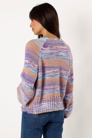 Petal and Pup USA KNITWEAR Scallop Edge Button Front Cardigan - Lavender Multi