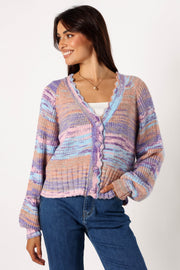 Petal and Pup USA KNITWEAR Scallop Edge Button Front Cardigan - Lavender Multi