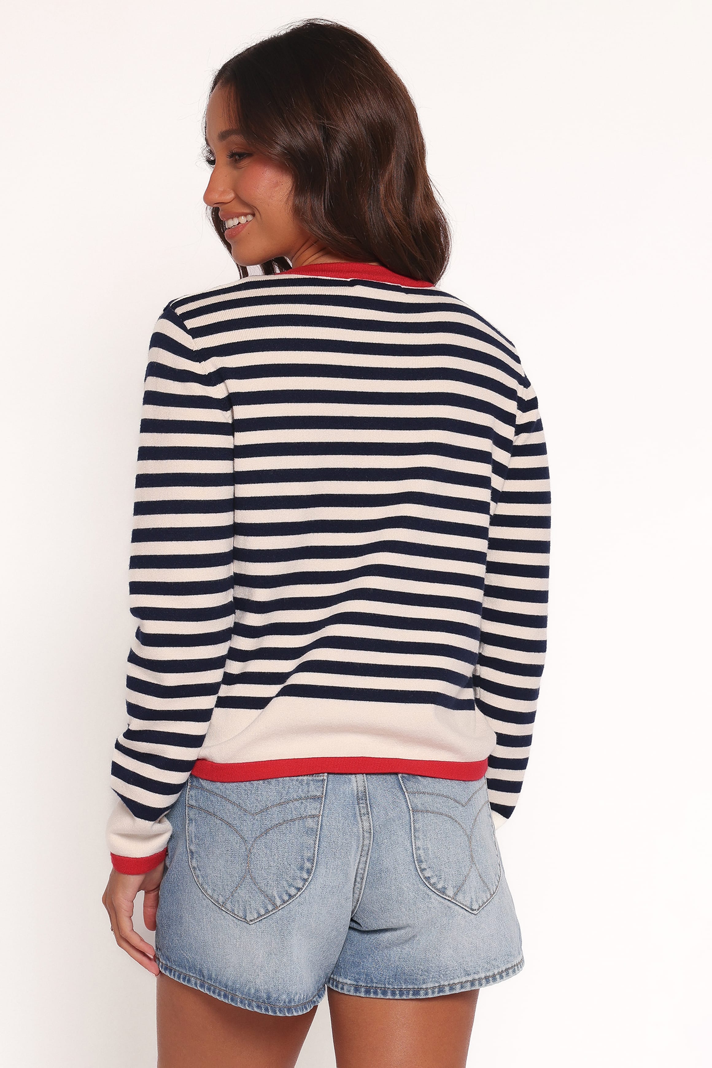 Petal and Pup USA KNITWEAR Scout Stripe Cardigan - Blue Stripe (Hold for Rack)