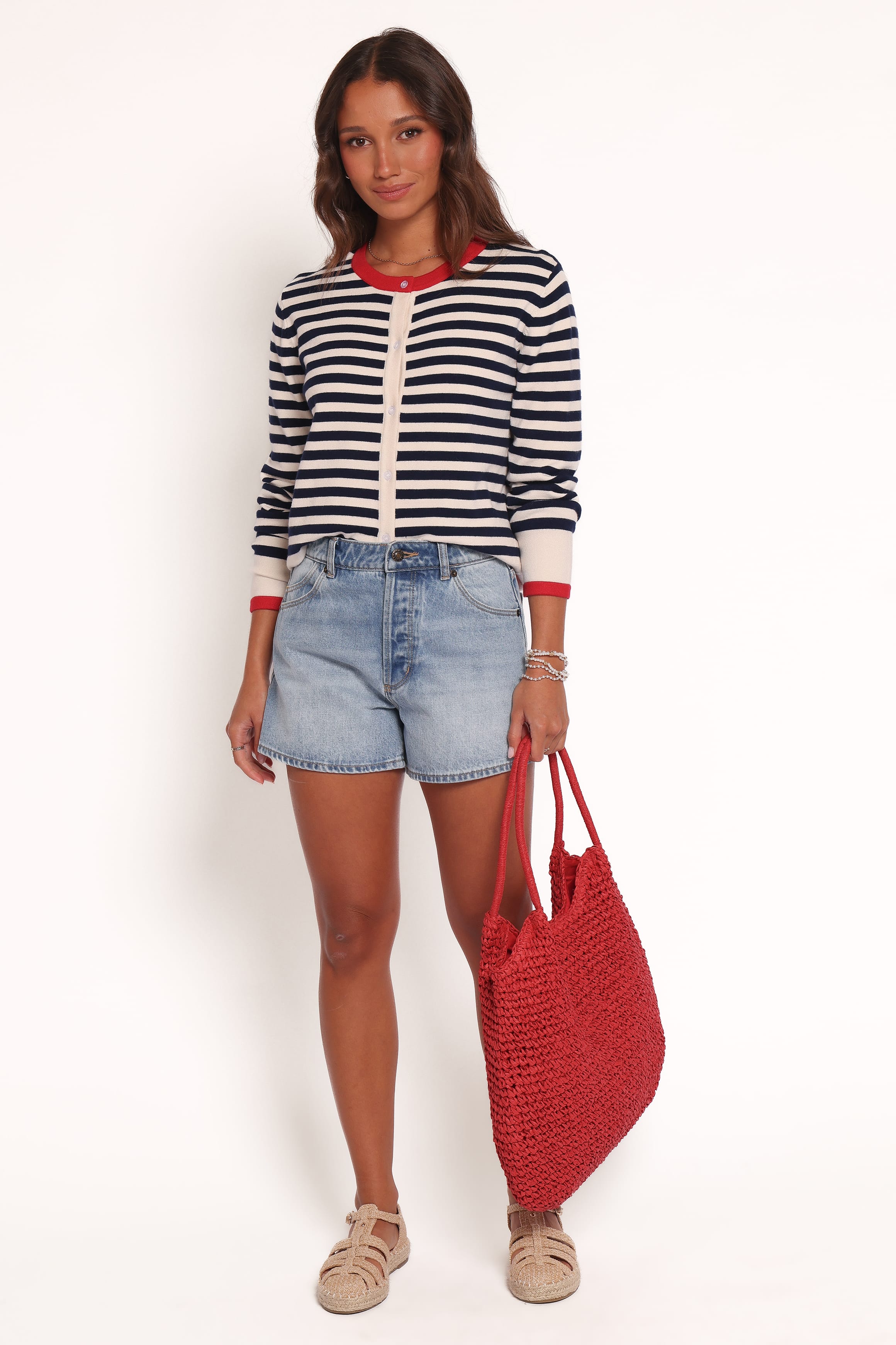 Petal and Pup USA KNITWEAR Scout Stripe Cardigan - Blue Stripe (Hold for Rack)