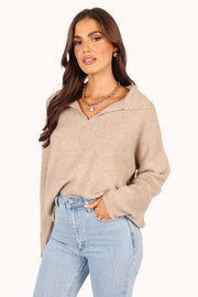 Petal and Pup USA KNITWEAR Shay Collar Knit Sweater - Beige