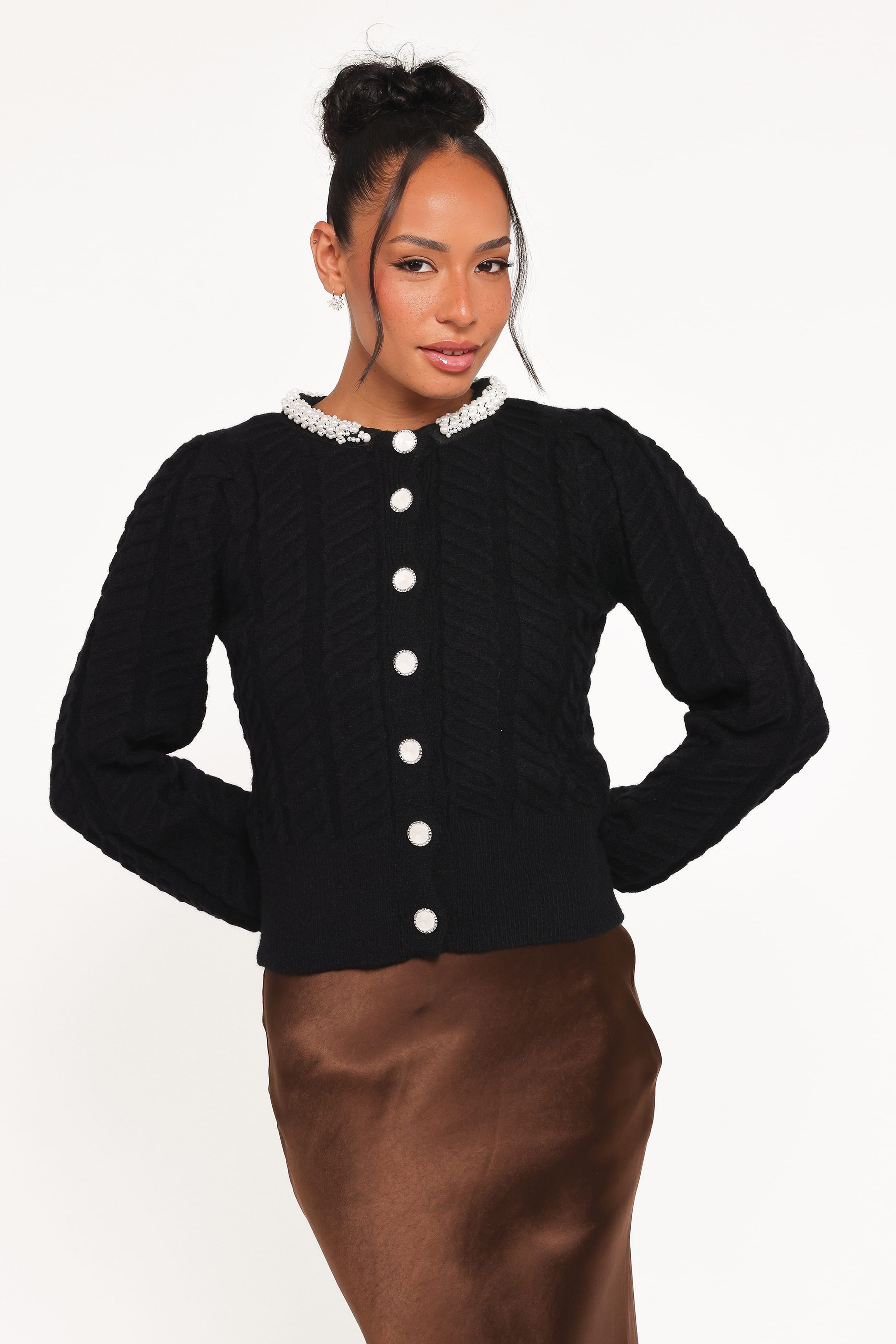 Carmello Frill Collar Cardigan - Mocha | Petal & Pup USA