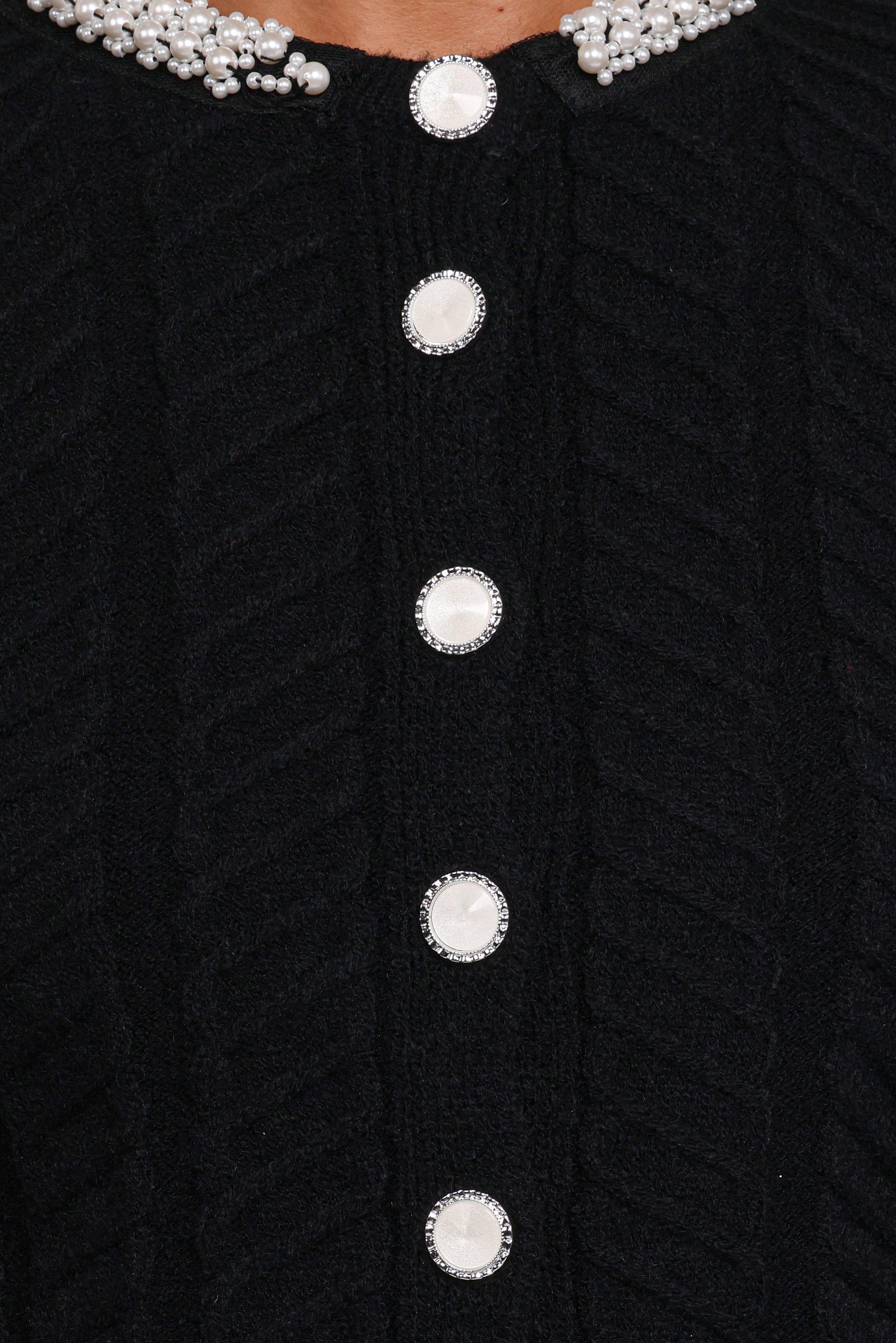 Petal and Pup USA KNITWEAR Sheena Rhinestone Collar Holiday Cardigan - Black
