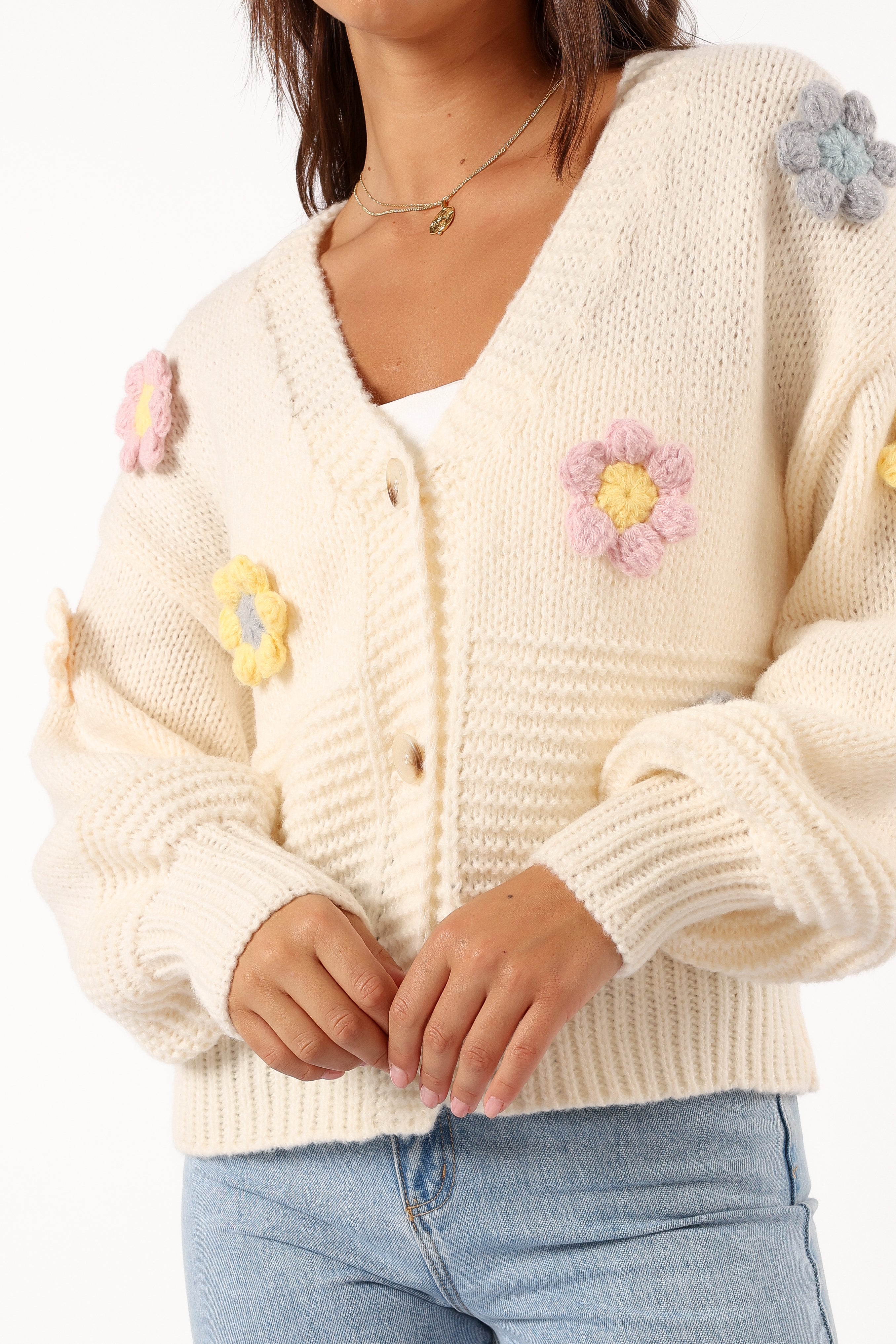 Sienna Flower Cardigan - Cream | Petal & Pup USA