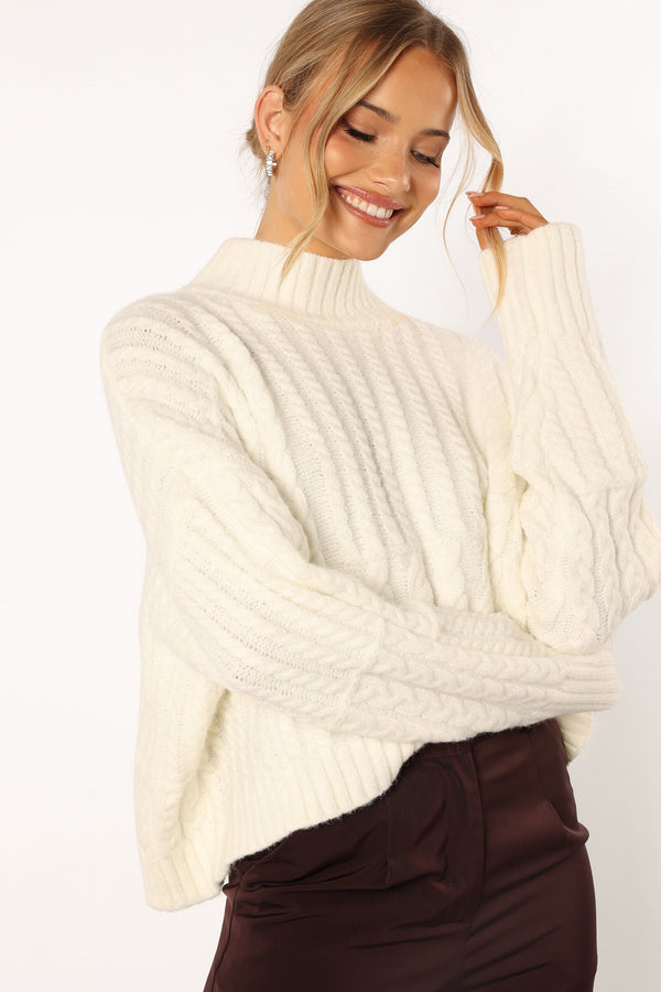 Petal and Pup USA KNITWEAR Skye Knit Sweater - White