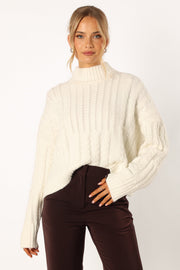 Petal and Pup USA KNITWEAR Skye Knit Sweater - White