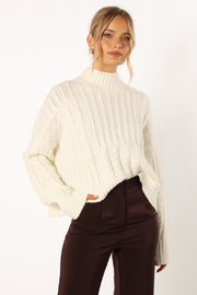Petal and Pup USA KNITWEAR Skye Knit Sweater - White