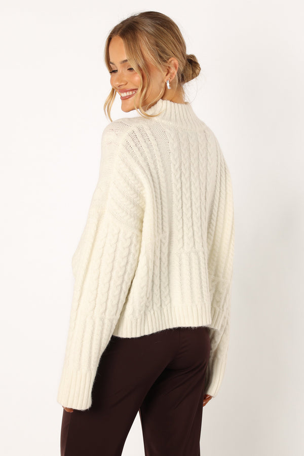 Petal and Pup USA KNITWEAR Skye Knit Sweater - White