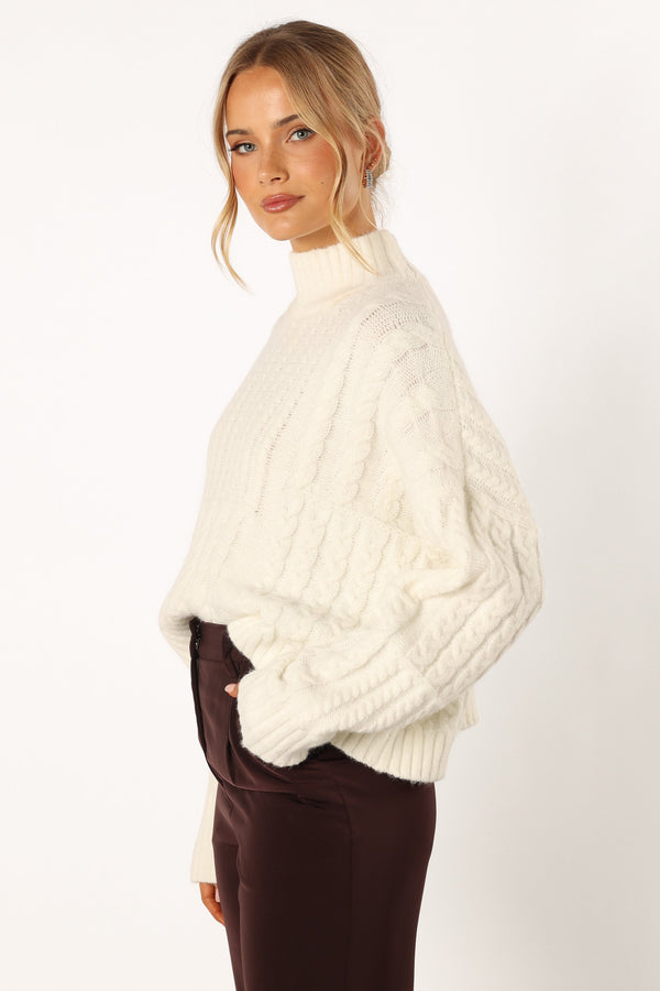 Petal and Pup USA KNITWEAR Skye Knit Sweater - White