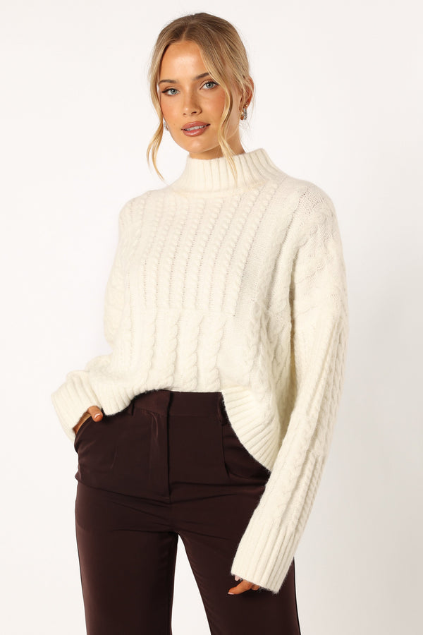 Petal and Pup USA KNITWEAR Skye Knit Sweater - White