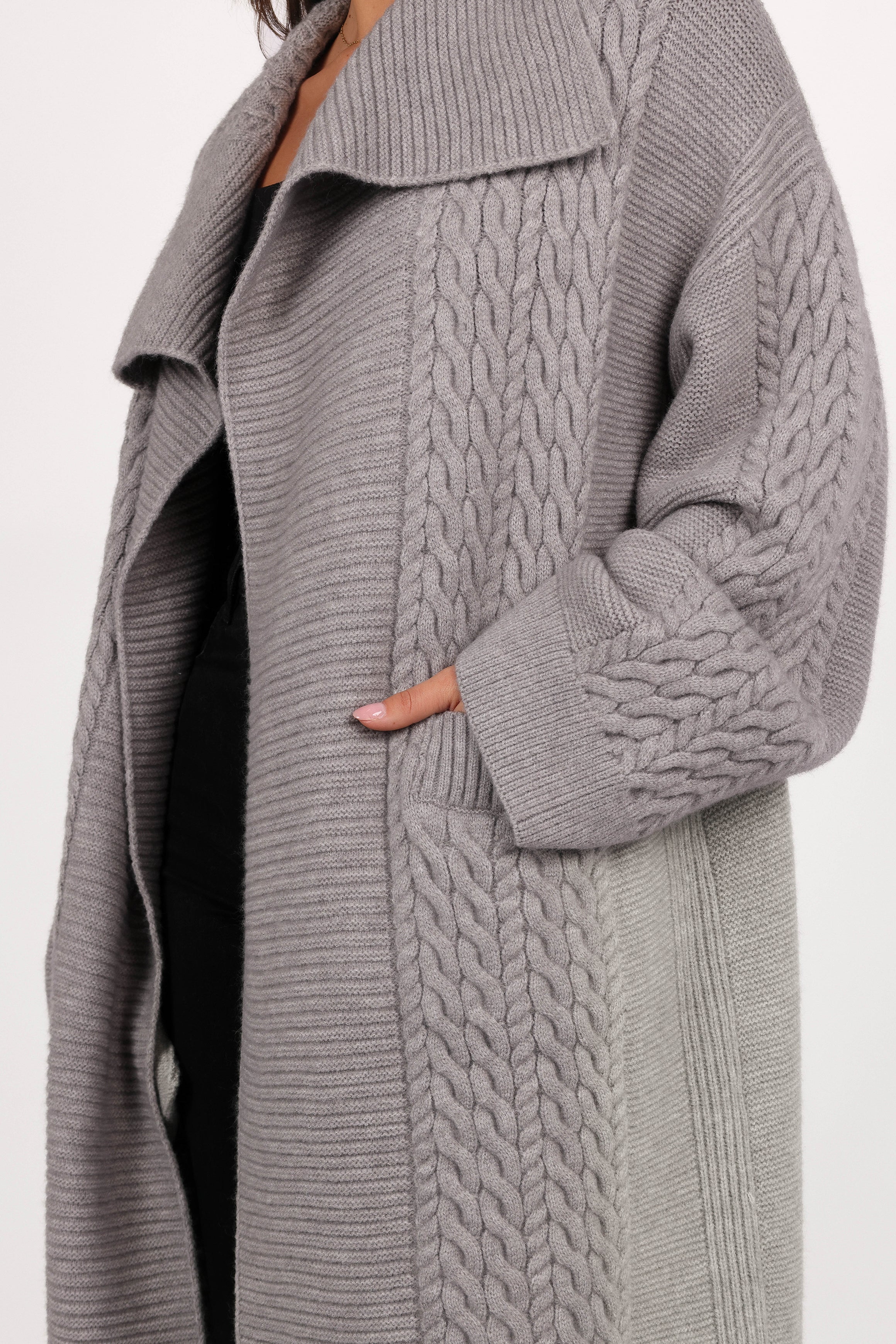 Petal and Pup USA KNITWEAR Soma Oversized Open Front Cardigan - Grey