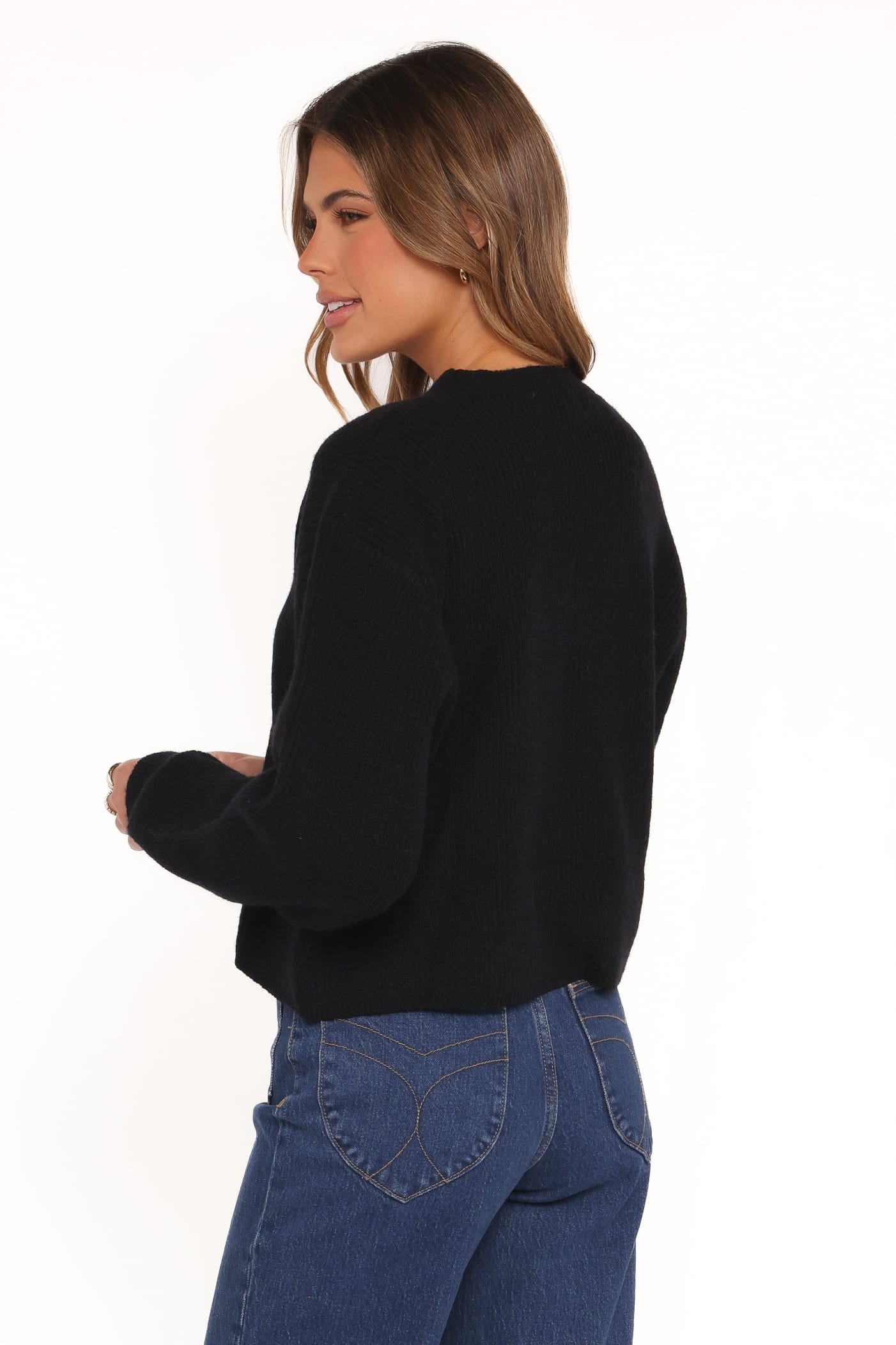Petal and Pup USA KNITWEAR Sybil Button Front Cardigan - Black