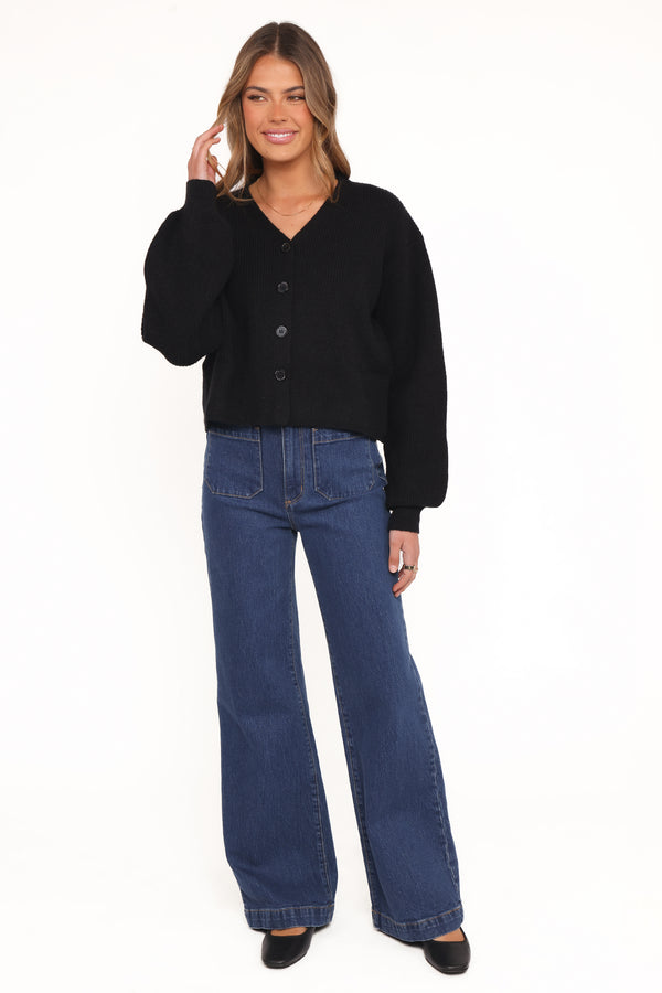 Petal and Pup USA KNITWEAR Sybil Button Front Cardigan - Black