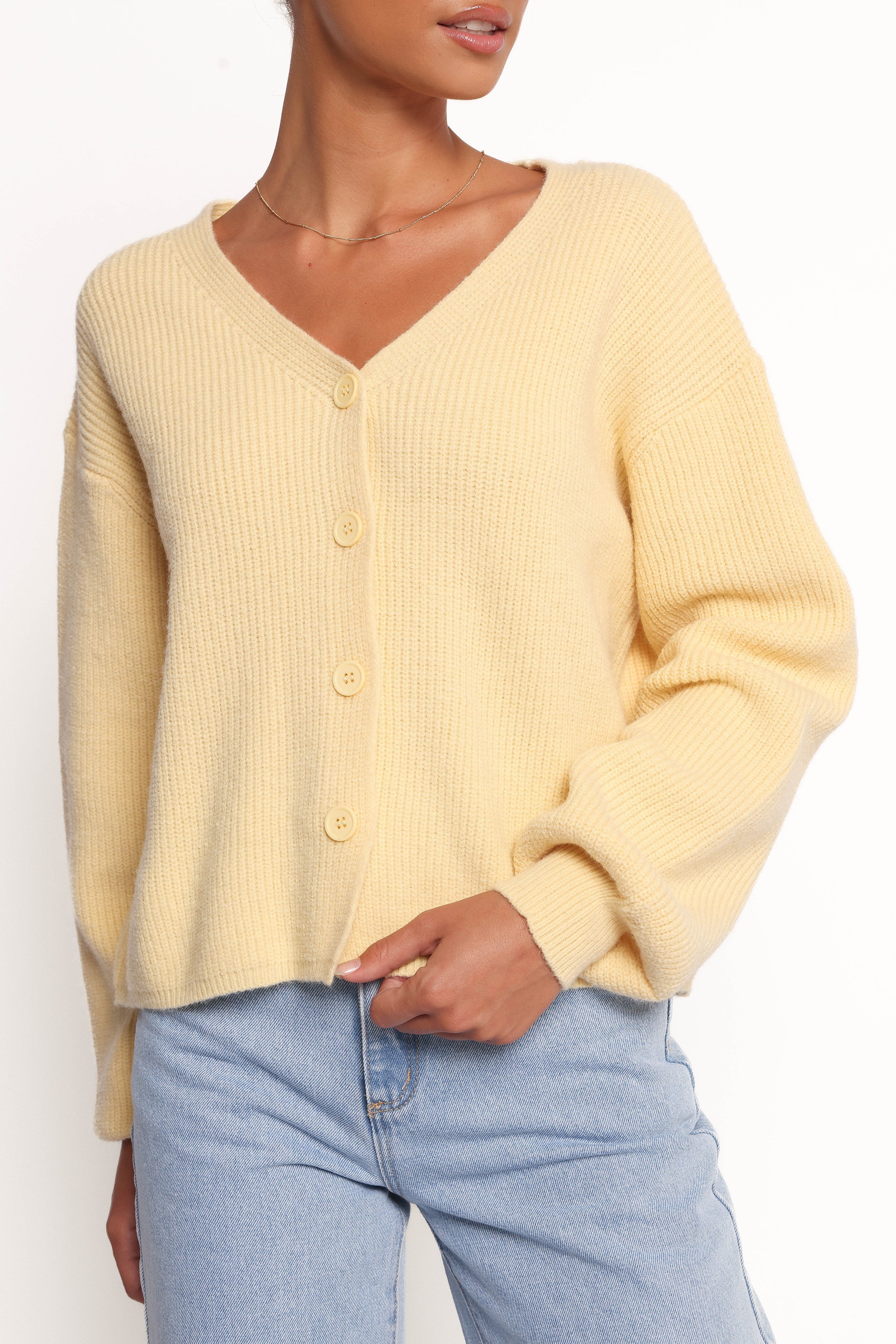 Petal and Pup USA KNITWEAR Sybil Button Front Cardigan - Butter Yellow