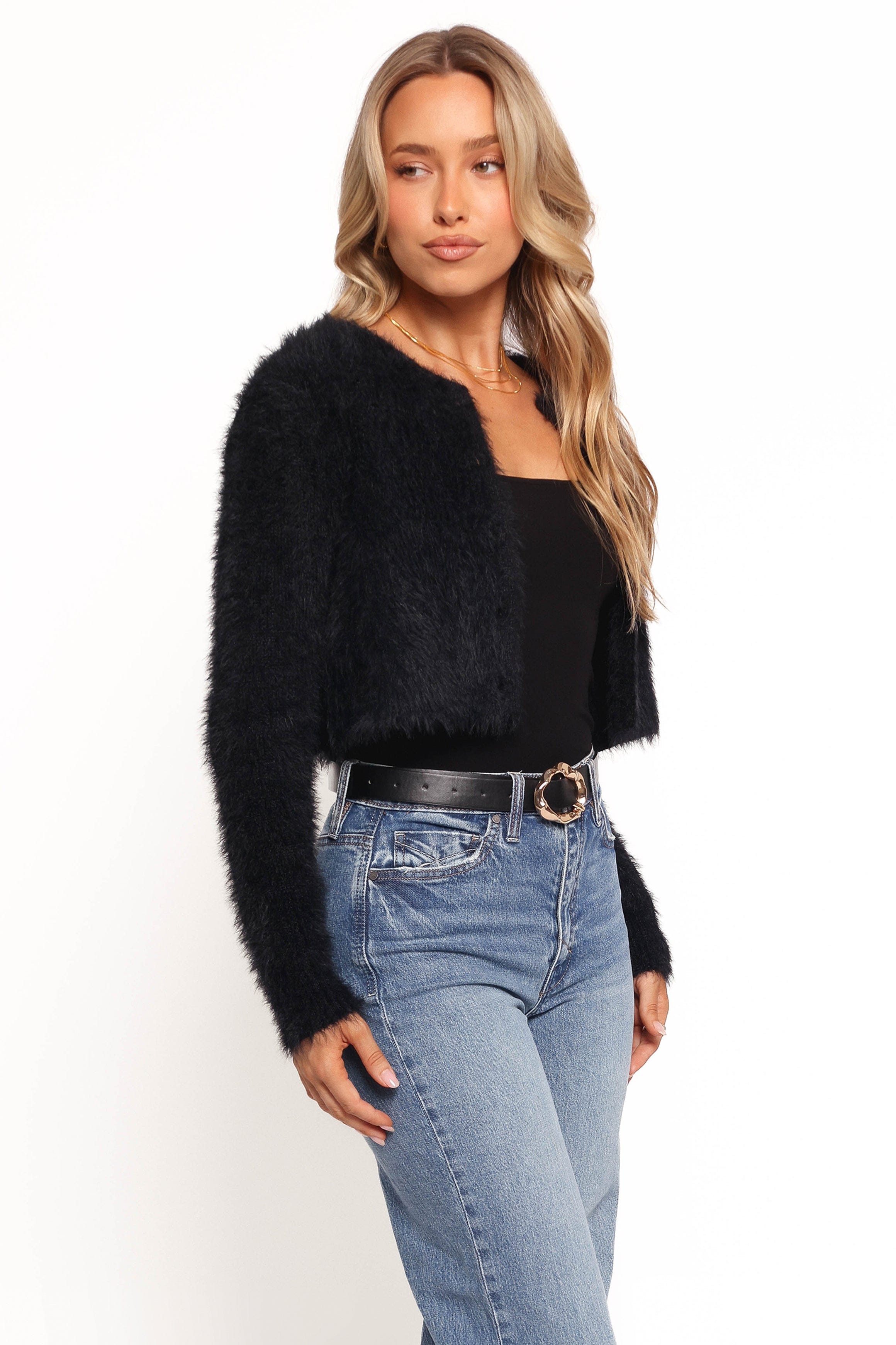 Tavan Crop Button Front Cardigan - Black | Petal & Pup USA