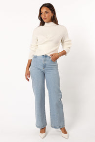 Petal and Pup USA KNITWEAR Tuilly Wrap Front Knit Sweater - Cream