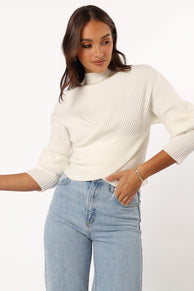 Petal and Pup USA KNITWEAR Tuilly Wrap Front Knit Sweater - Cream