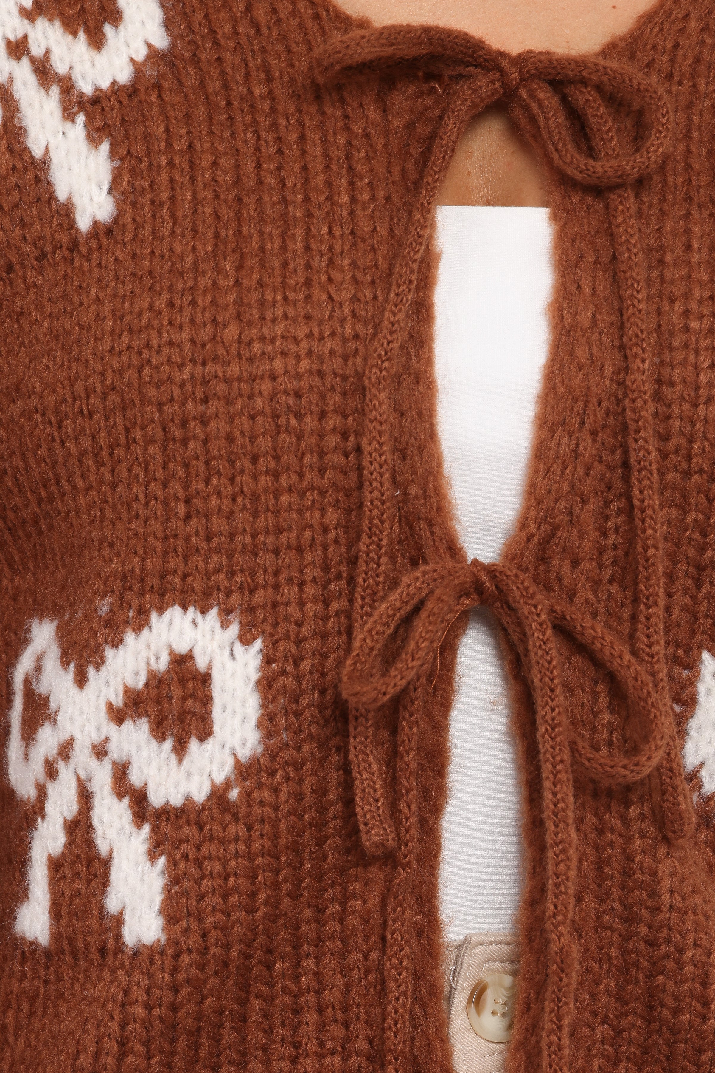 Petal and Pup USA KNITWEAR Vienna Bow Cardigan - Camel