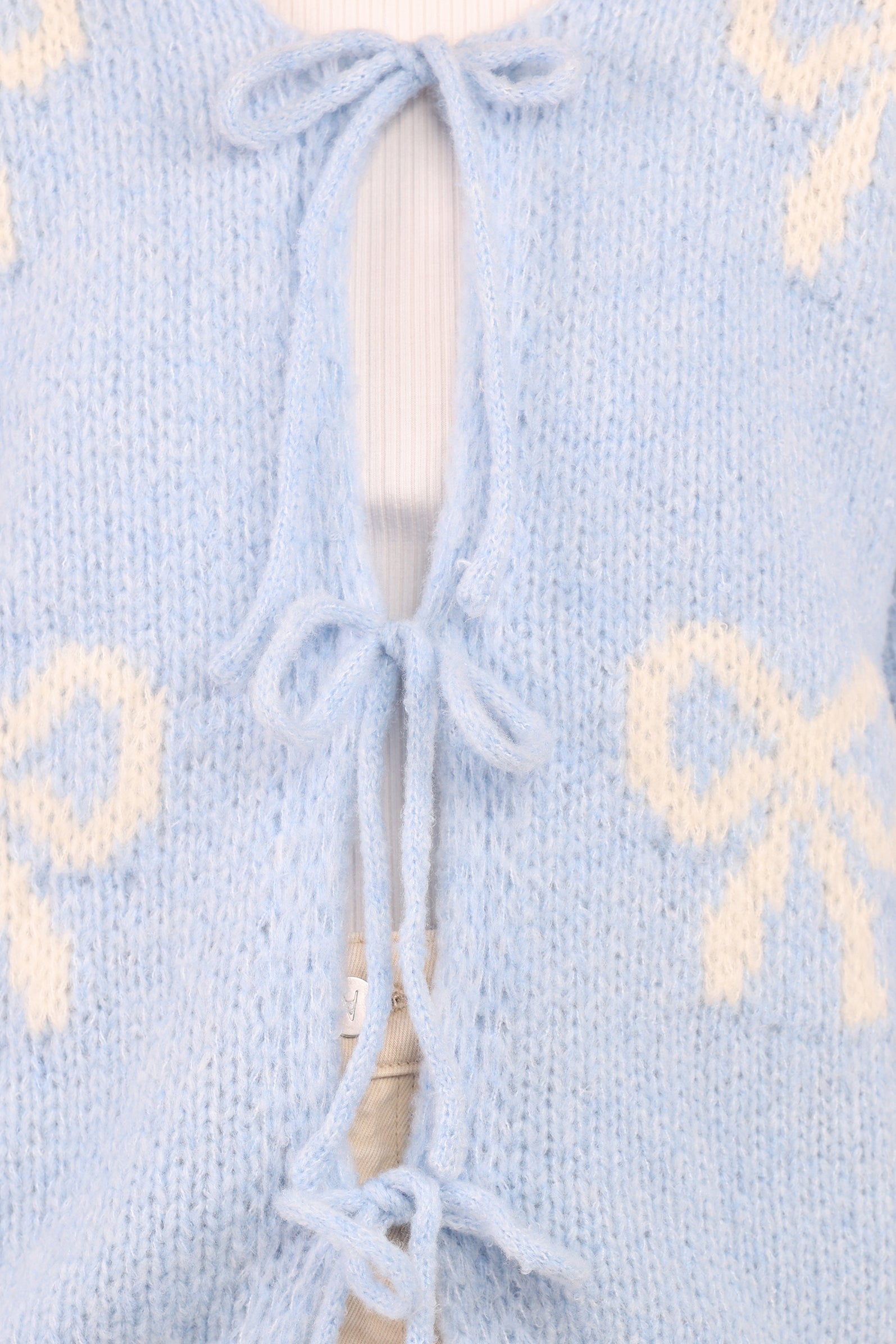 Petal and Pup USA KNITWEAR Vienna Bow Cardigan - Pale Blue