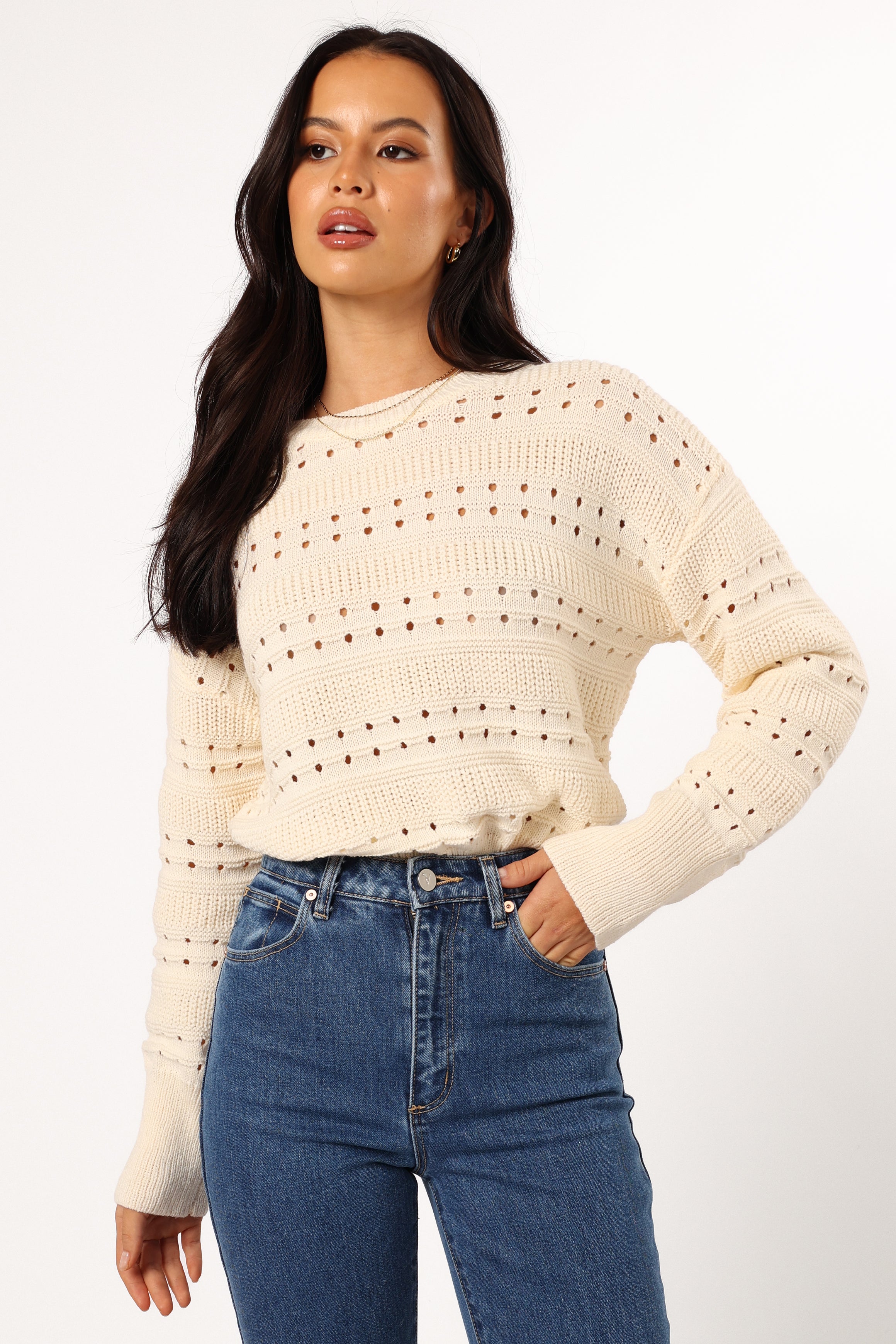 Petal and Pup USA KNITWEAR Watton Stripe Knit Sweater - Cream