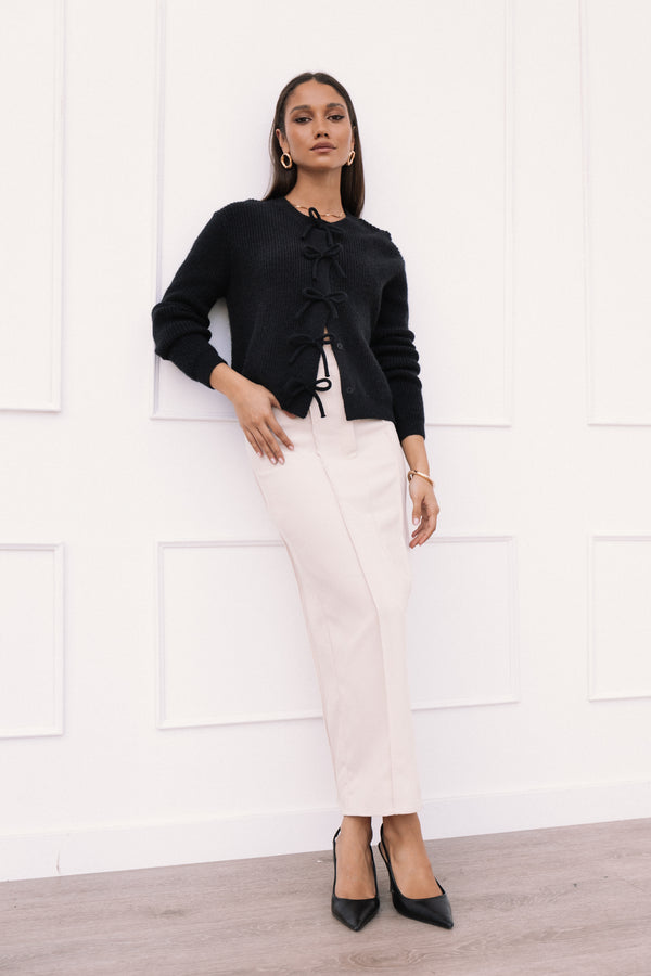 Petal and Pup USA KNITWEAR Wilde Bow Front Cardigan - Black