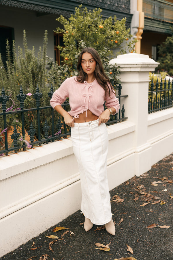 Petal and Pup USA KNITWEAR Wilde Bow Front Cardigan - Blush