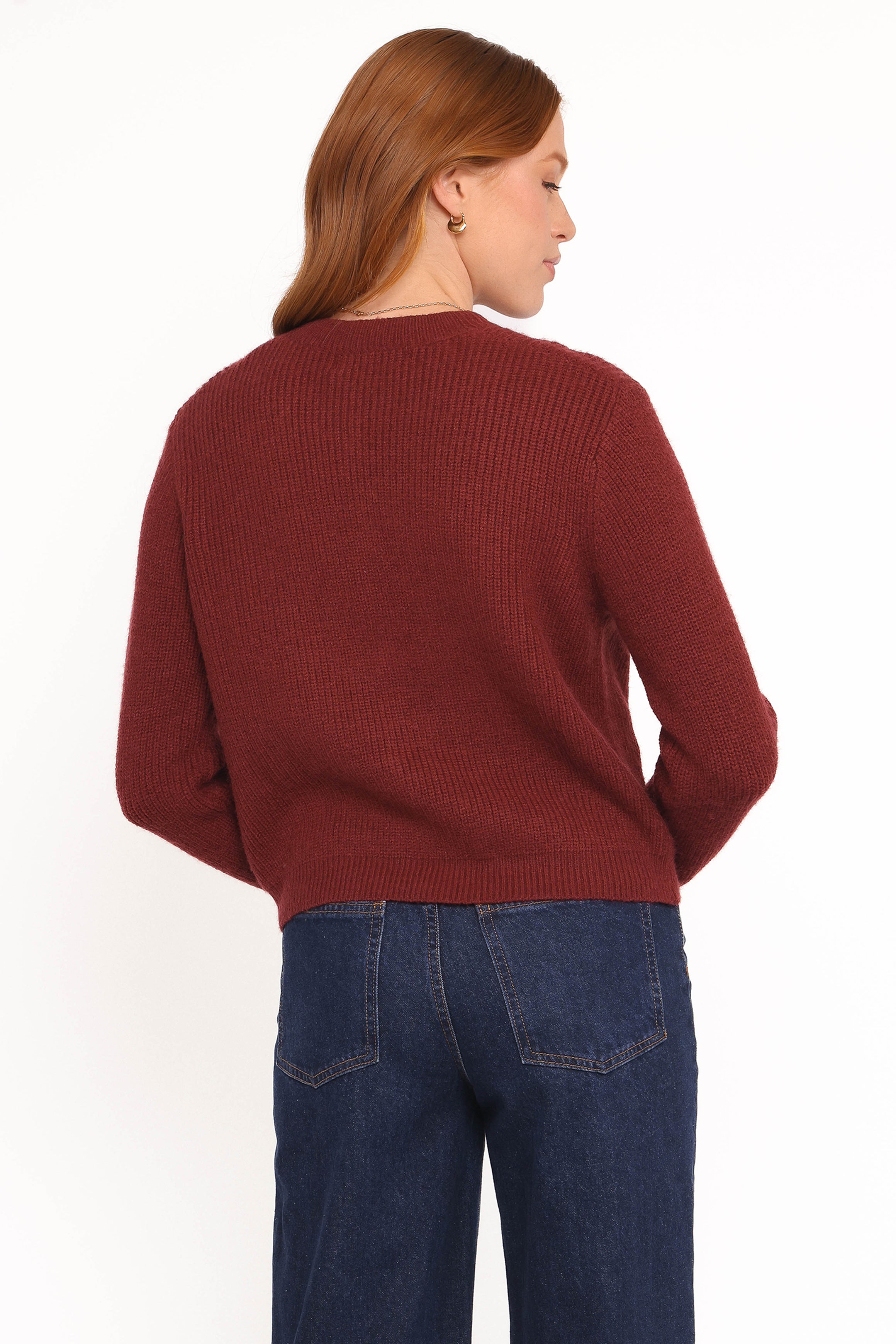 Petal and Pup USA KNITWEAR Wilde Bow Front Cardigan - Burgundy