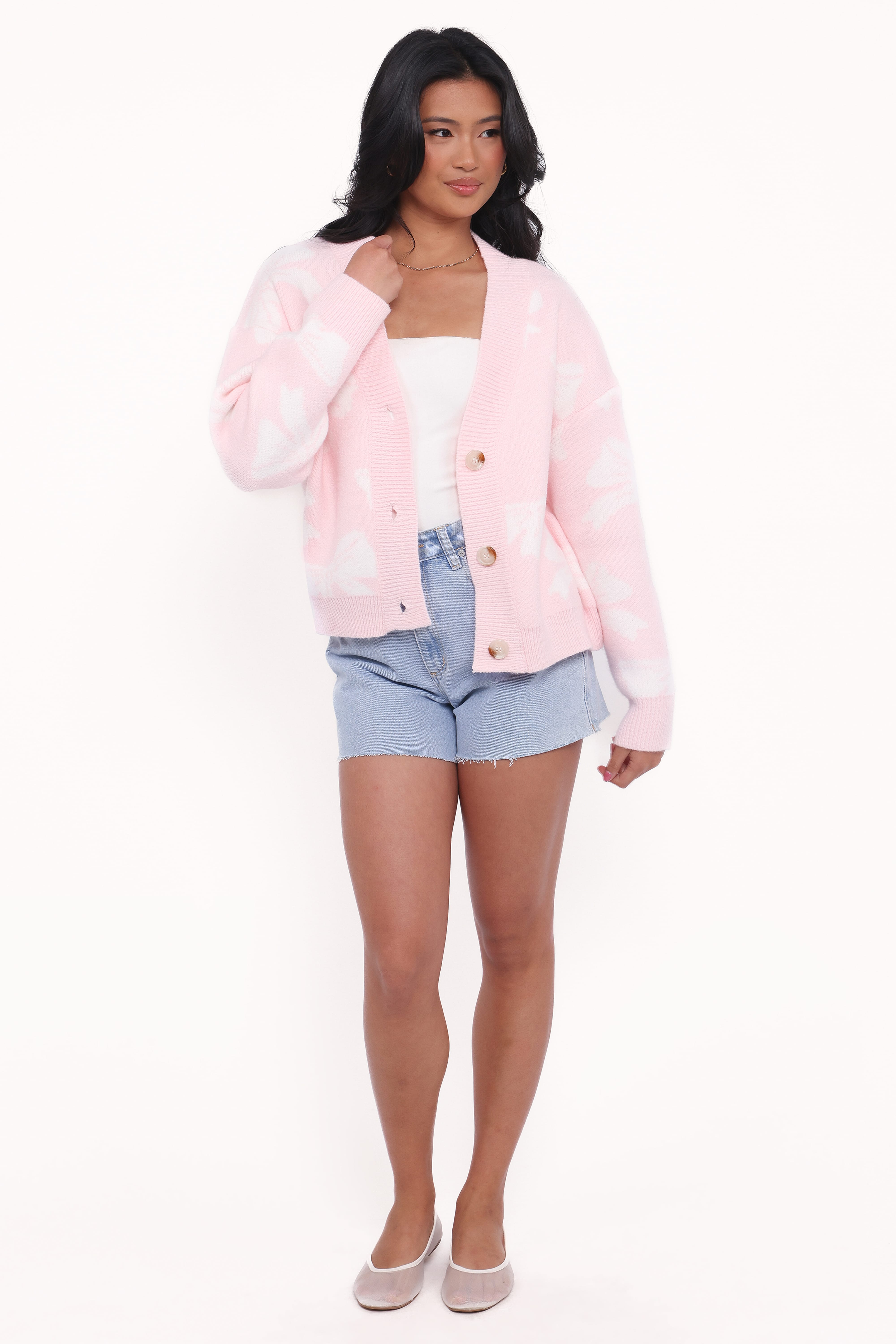 Wrenn Bow Knit Cardigan - Soft Pink | Petal & Pup USA