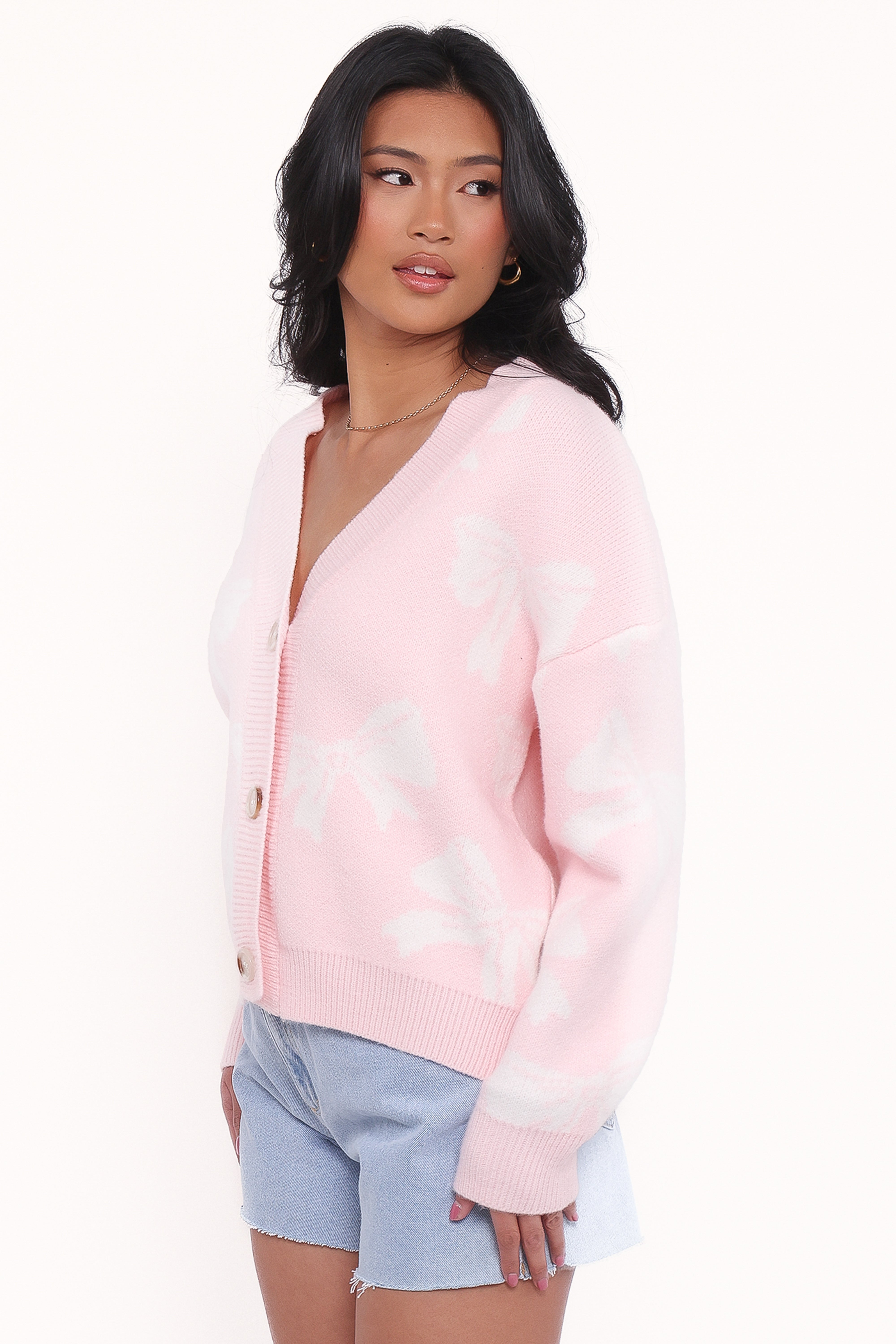 épine piping ribbon cardigan pink お値下げ中】épine piping ribbon cardigan pink - メルカリ
