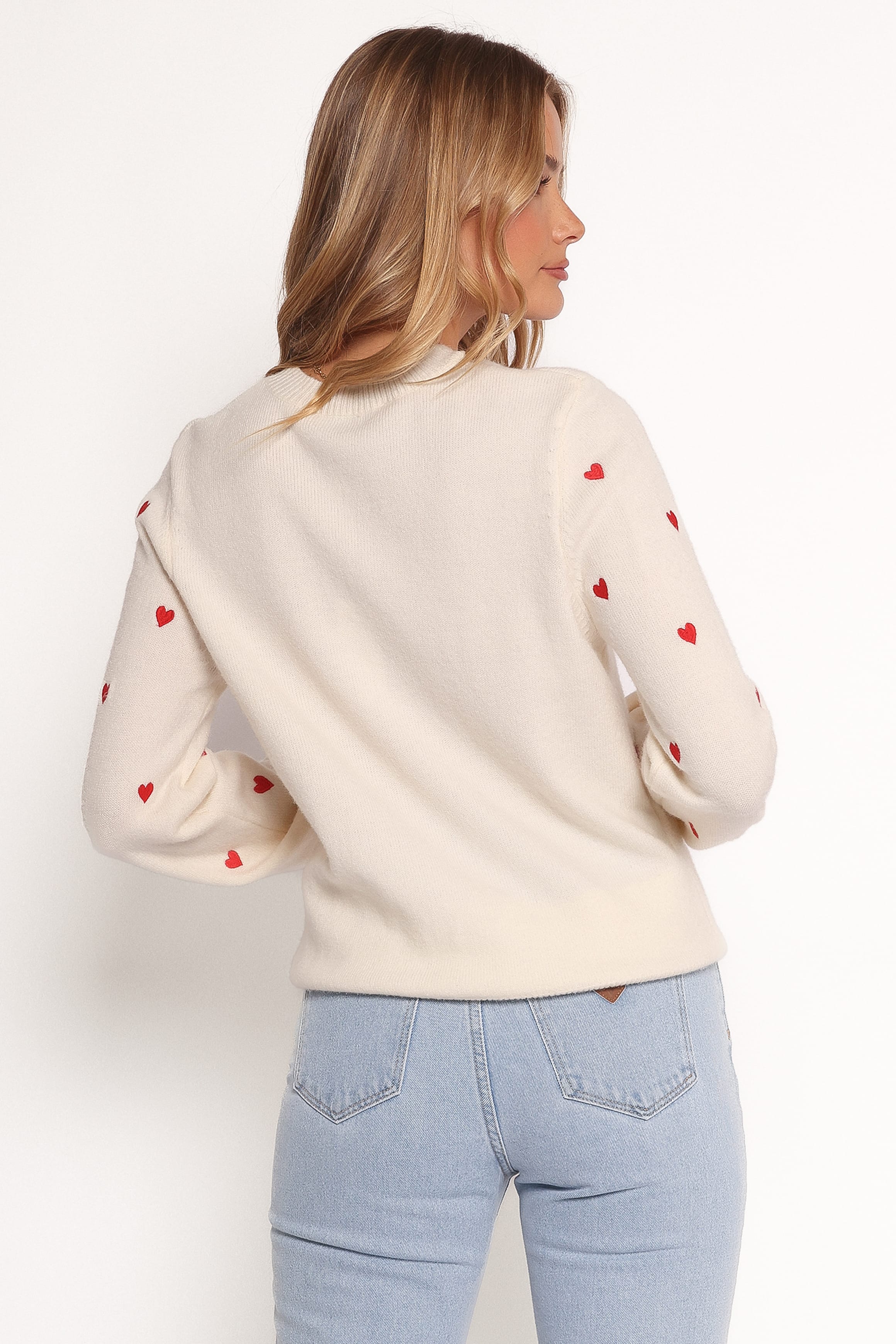 Xadie All Over Mini Heart Sweater - Cream/Red | Petal & Pup USA