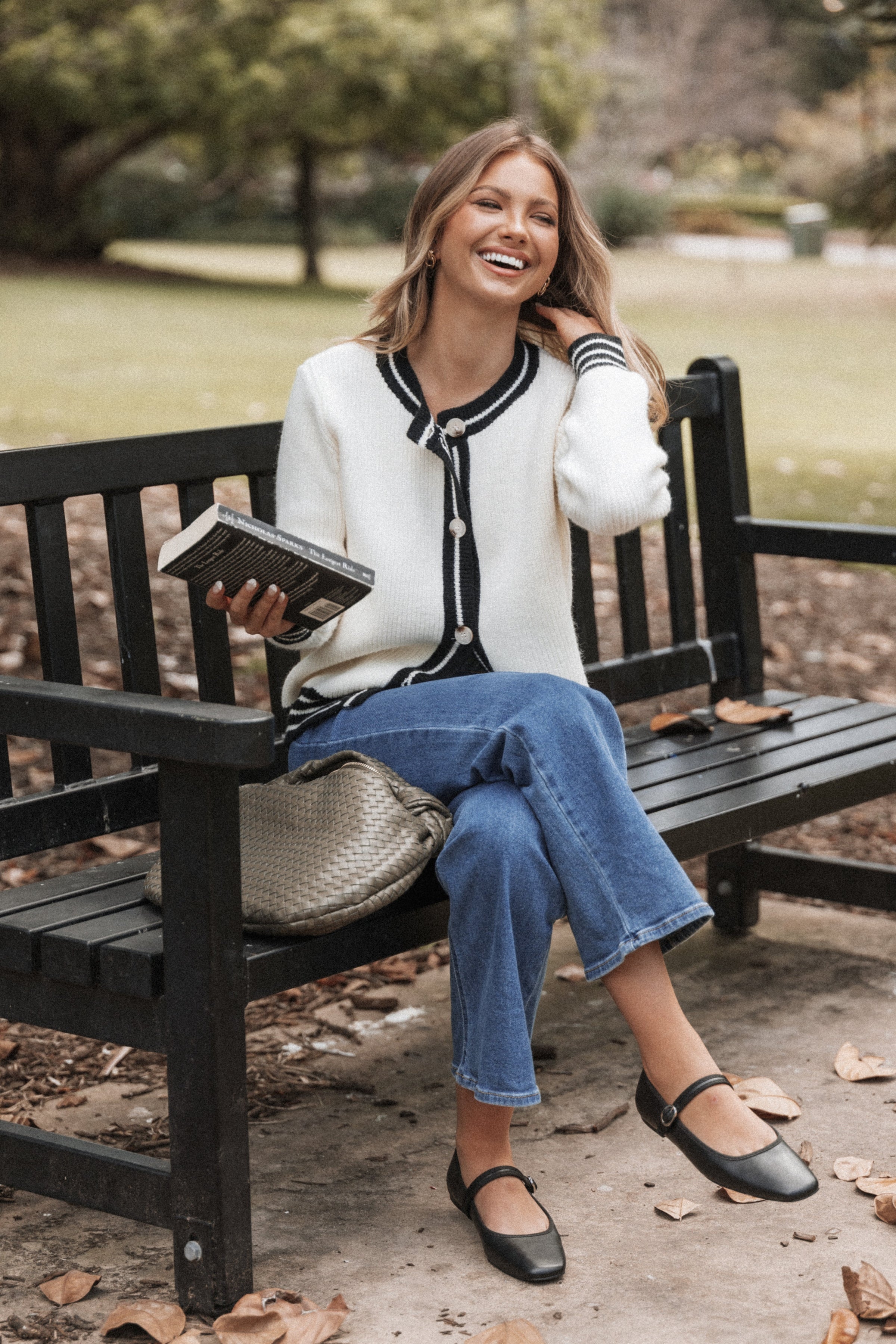 Petal and Pup USA KNITWEAR Yorkshire Contrast Hem Cardigan - Cream