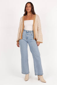 Petal and Pup USA KNITWEAR Zina Contrast Cardigan - Tan
