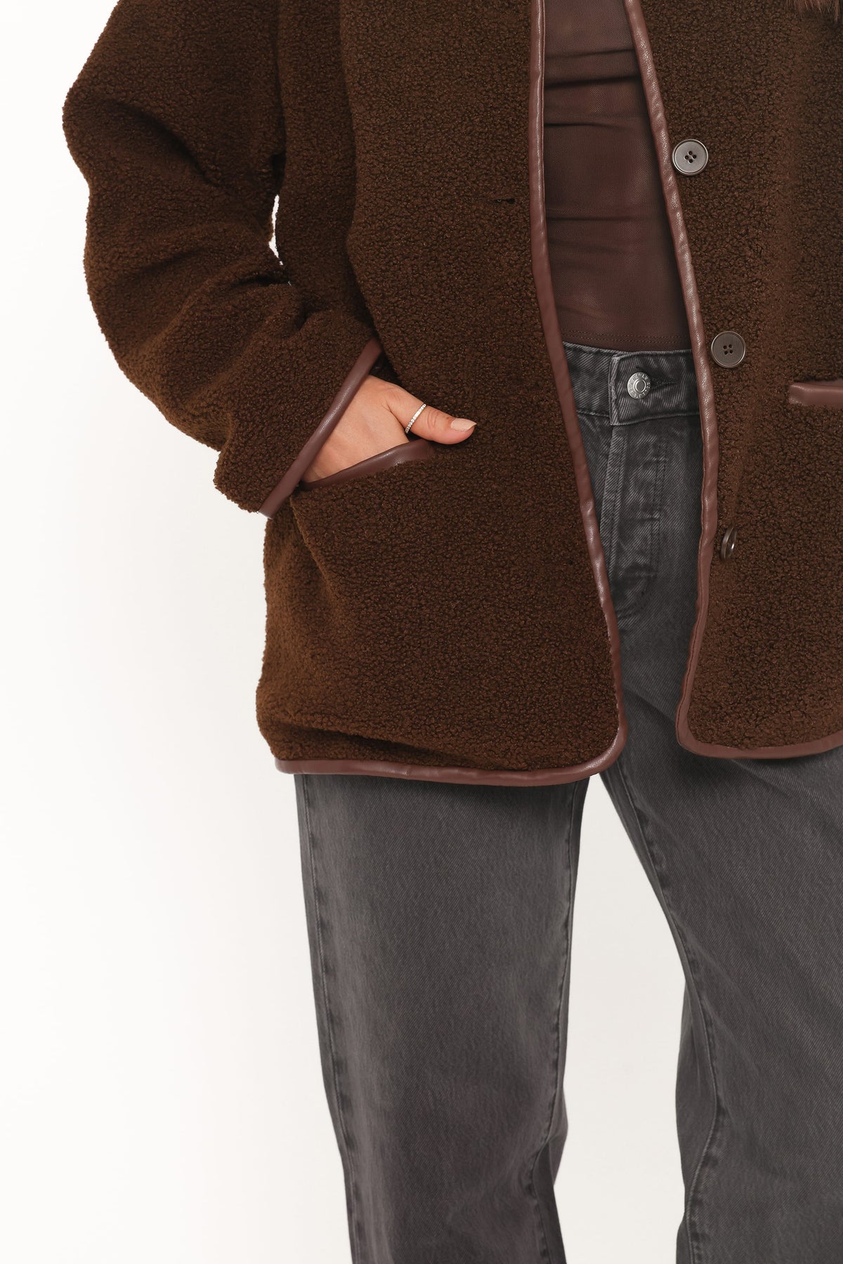 Petal and Pup USA OUTERWEAR Adella Sherpa Car Coat - Espresso Brown