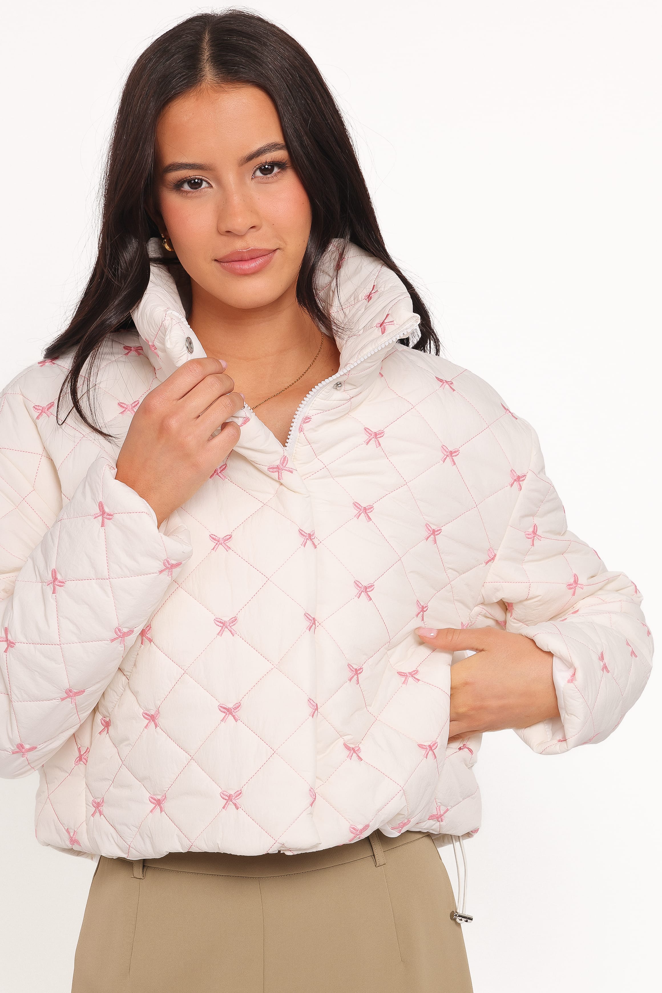 Adi Quilted Jacket - Pink Bow | Petal & Pup USA