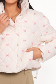 Petal and Pup USA OUTERWEAR Adi Quilted Jacket - Pink Bow