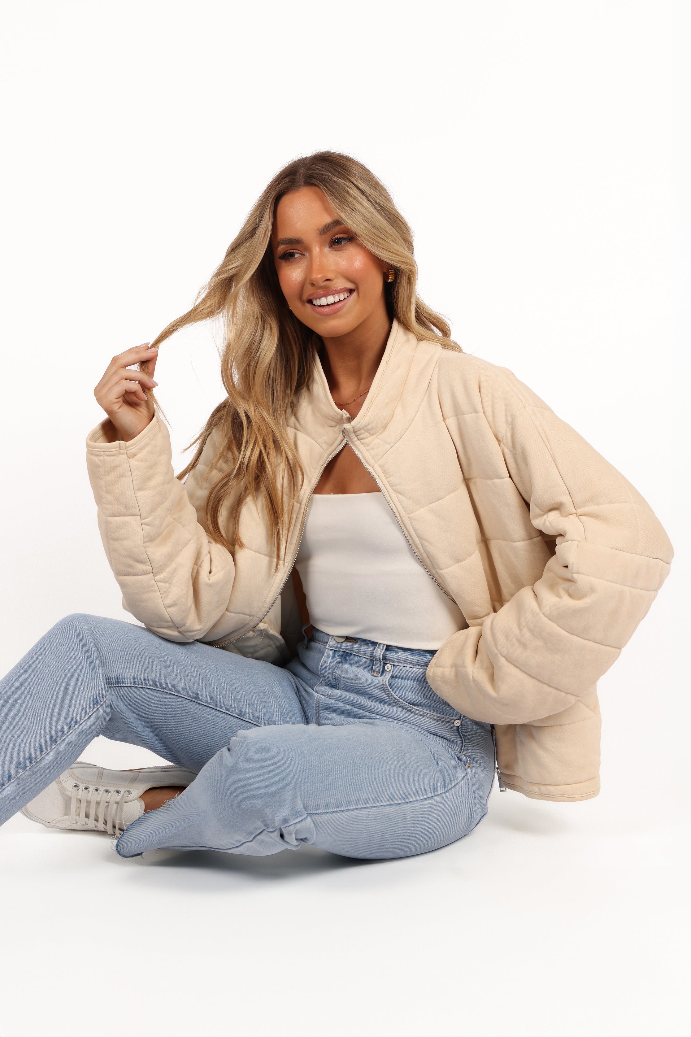 Petal and Pup USA OUTERWEAR Alegra Quilted Jacket - Cream