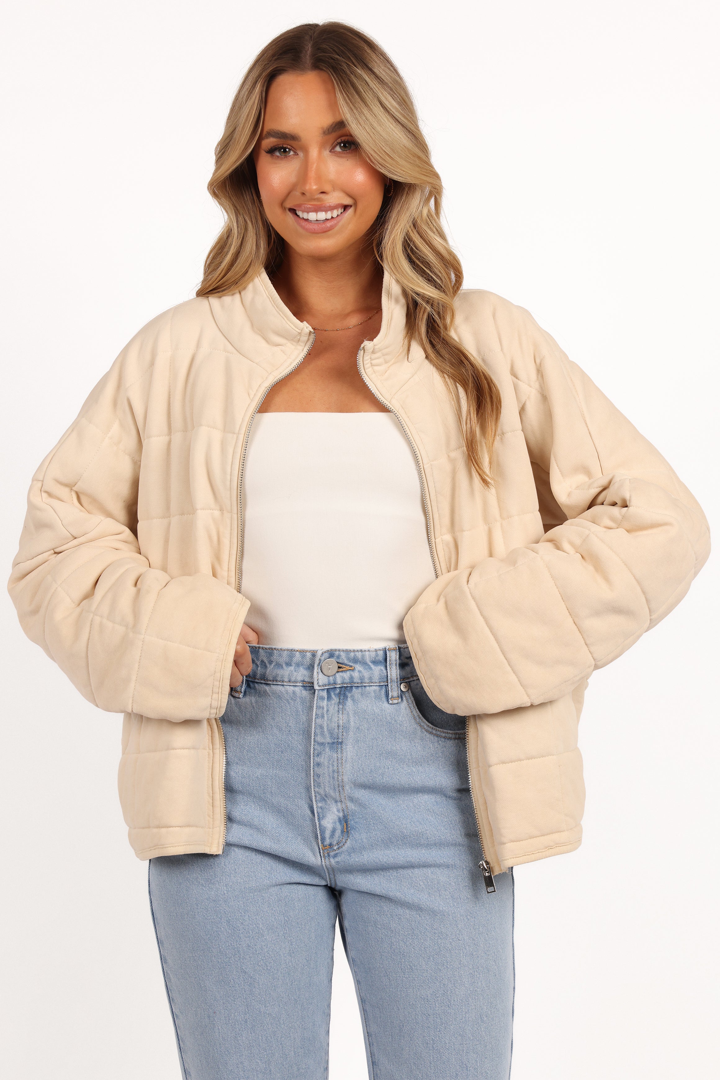 Petal and Pup USA OUTERWEAR Alegra Quilted Jacket - Cream
